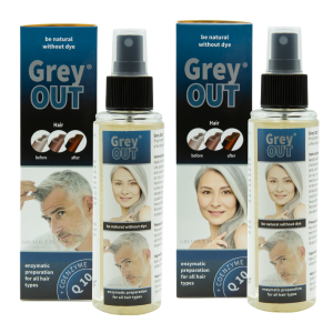 Zestaw Grey Out +Q10 Skuteczny Odsiwiacz Przywraca Kolor Siwym Włosom GreyOut 2x125ml