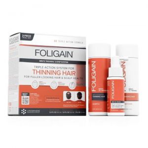 Foligain Zestaw Przeciw Wypadaniu Włosów dla Mężczyzn; Szampon, Lotion Trioxidil, Odżywka