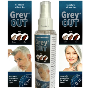 GreyOut +Q10 Skuteczny Odsiwiacz Przywraca Naturalny Kolor Siwym Włosom Grey Out 125ml